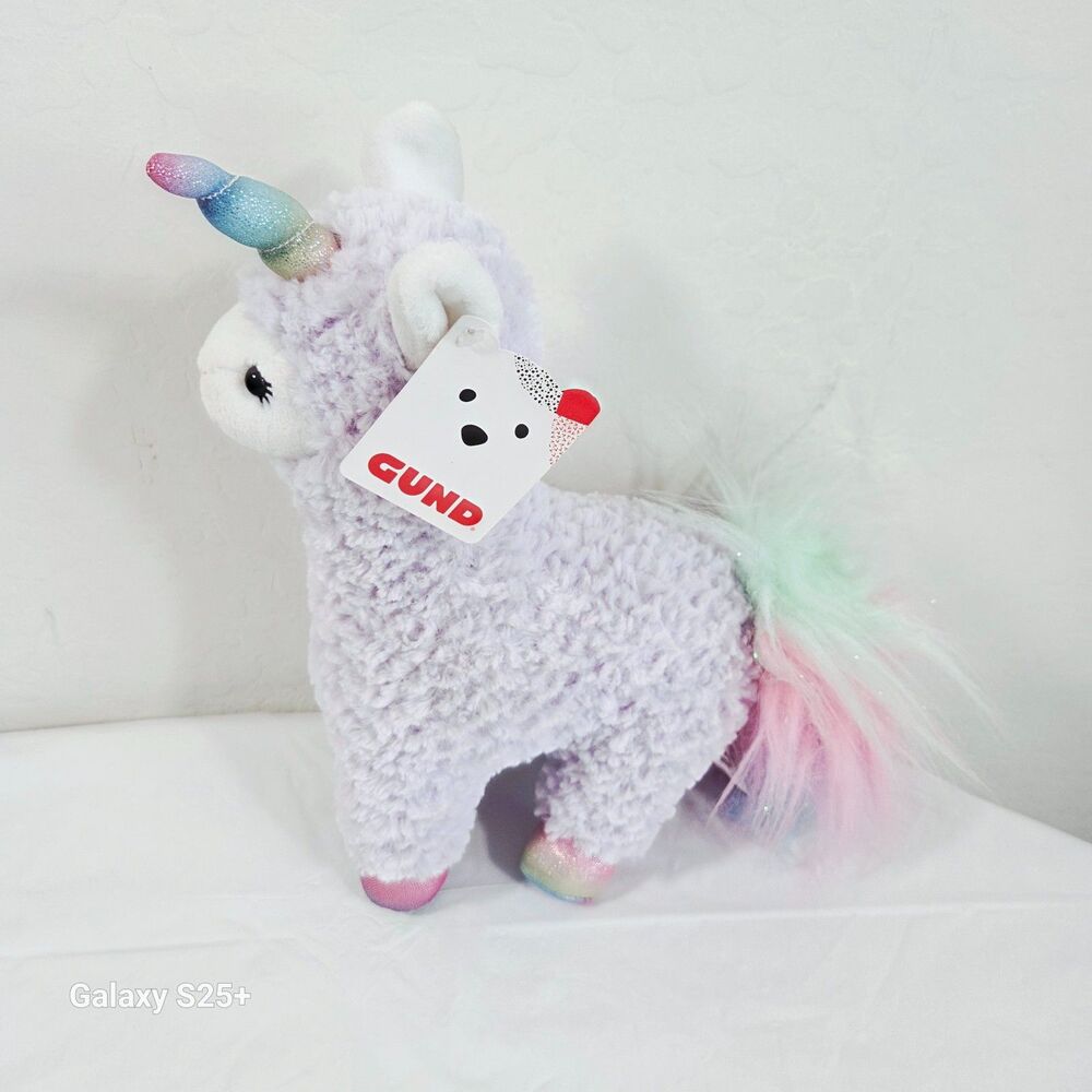 New GUND Sugar Plum Llamacorn 11" Plush Purple Rainbow Unicorn Llama